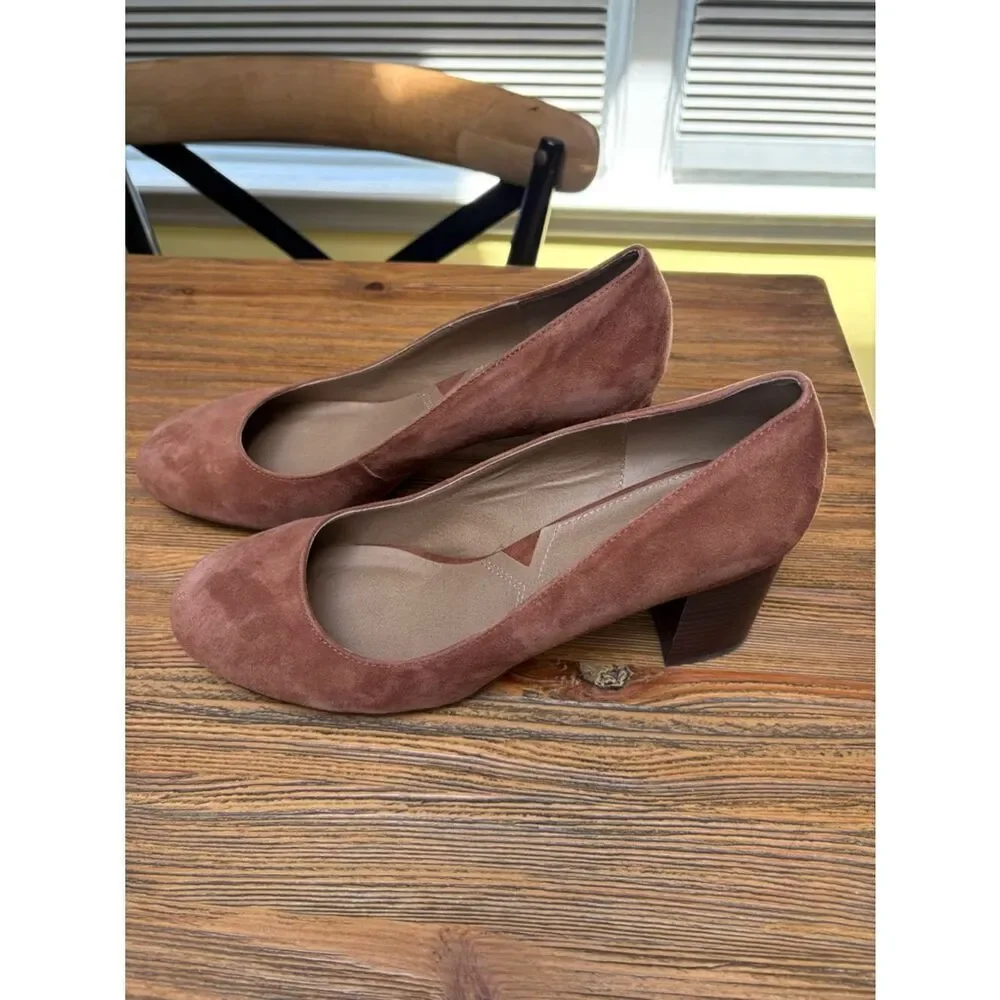 Adrienne Vittadini Rust Suede Round-Toe Pumps